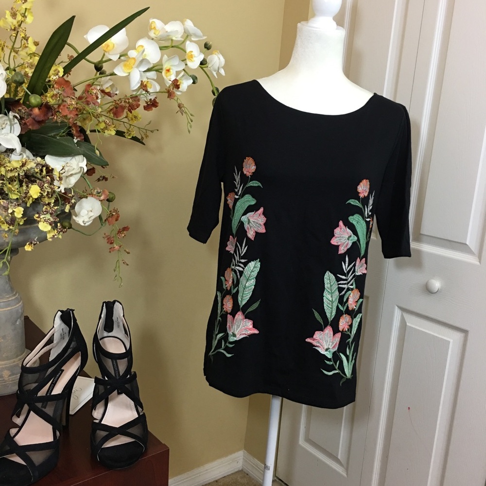 NWT Ann Taylor Factory Floral Embroidered Blouse Large Cottagecore Boho Feminine